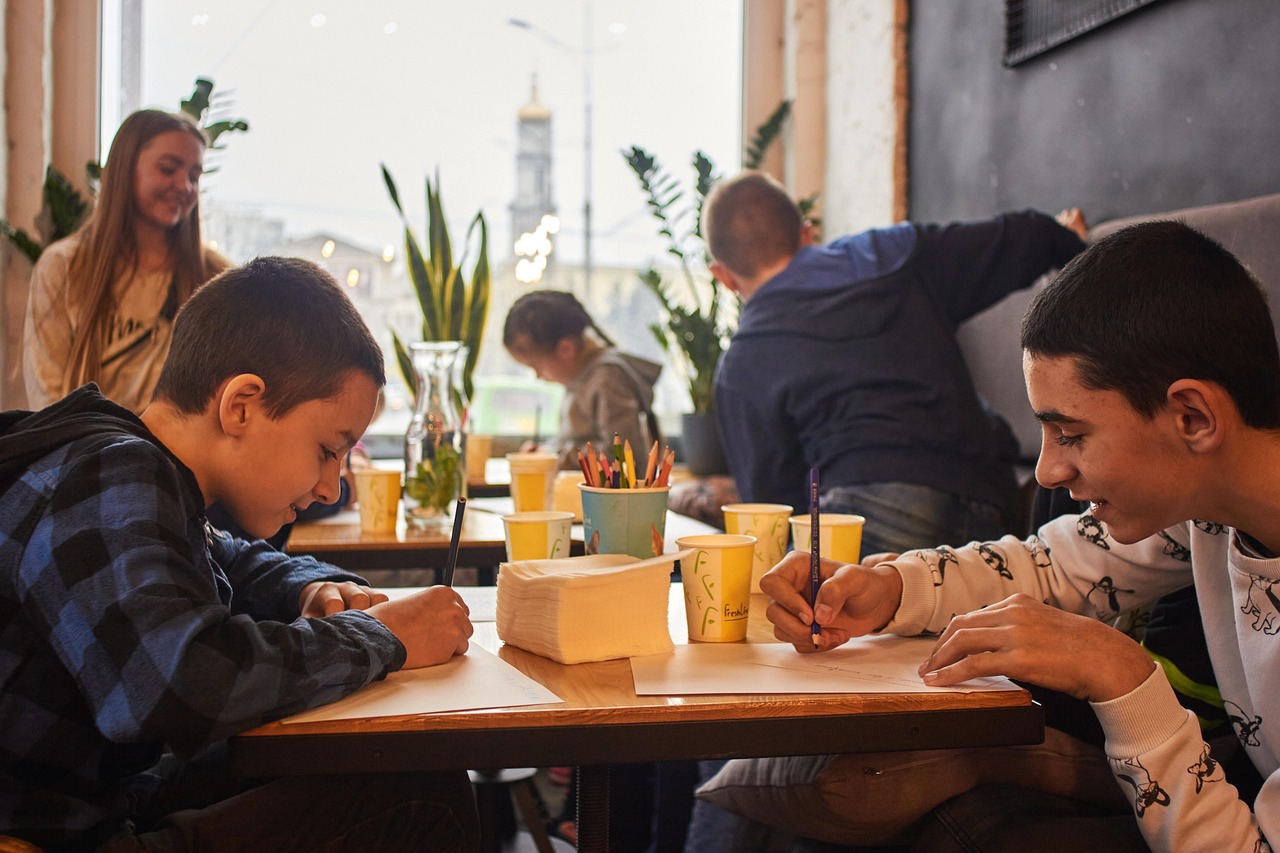 Children writting